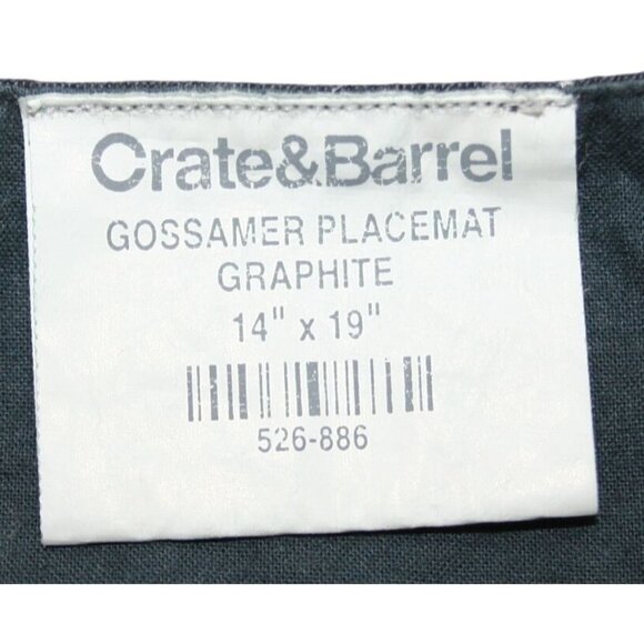 Crate & Barrel Gossamer Placemat Set of 6 Graphite 14x19 Holiday Dining - Picture 4 of 5